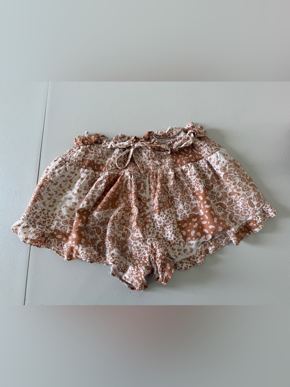 Shop Neighbor Paisley Floral Patchwork Smocked High Waist Shorts S